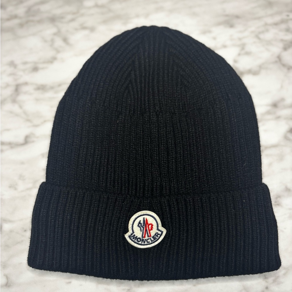 Moncler Black Knit Beanie
